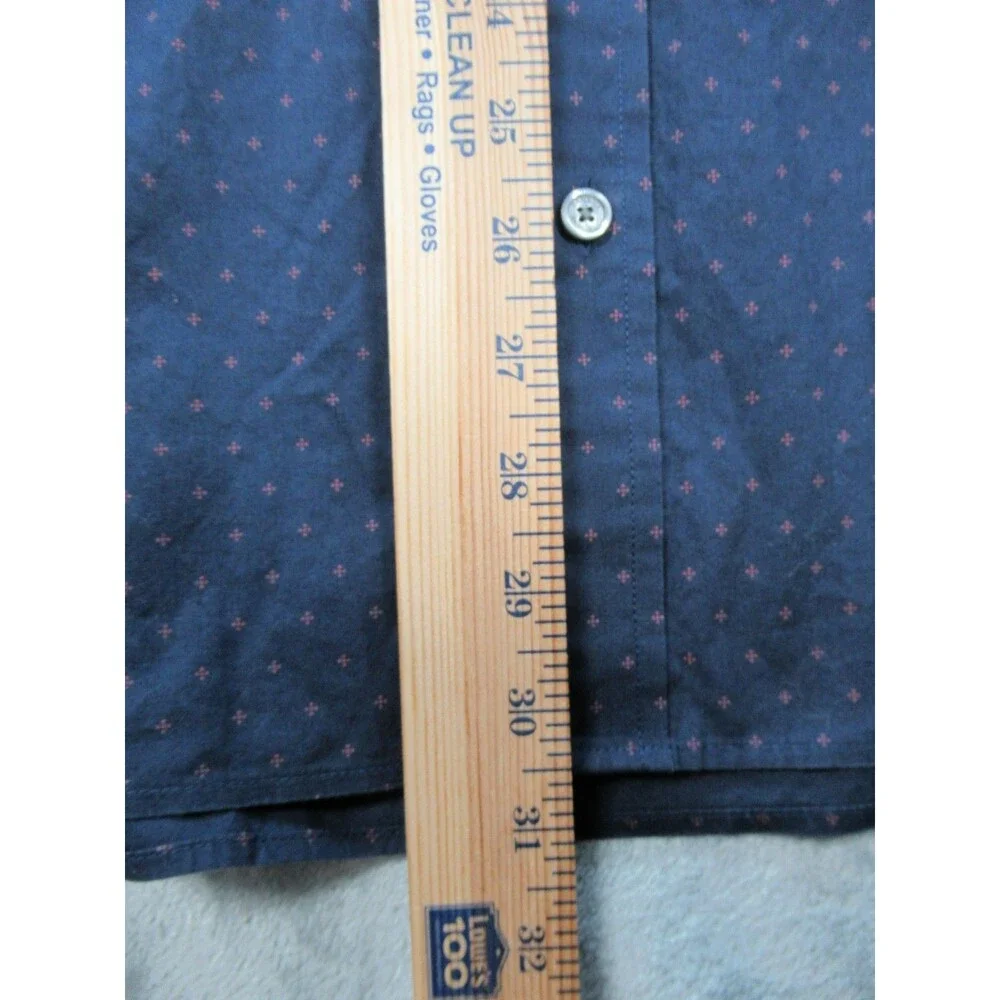 Banana Republic Shirt Mens XL 17-17.5 Slim Fit Non-Iron Geometric Blue Long Slv.